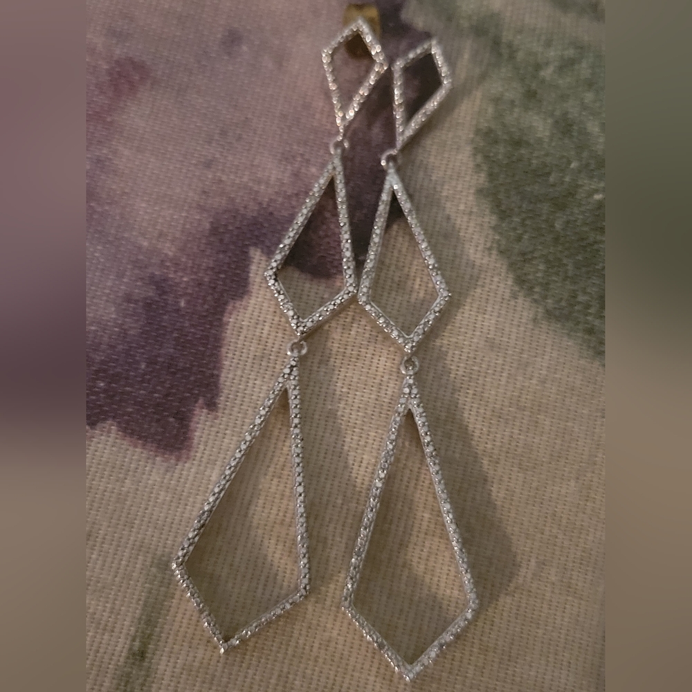 .925 Sterling Diamond Drop Earrings
